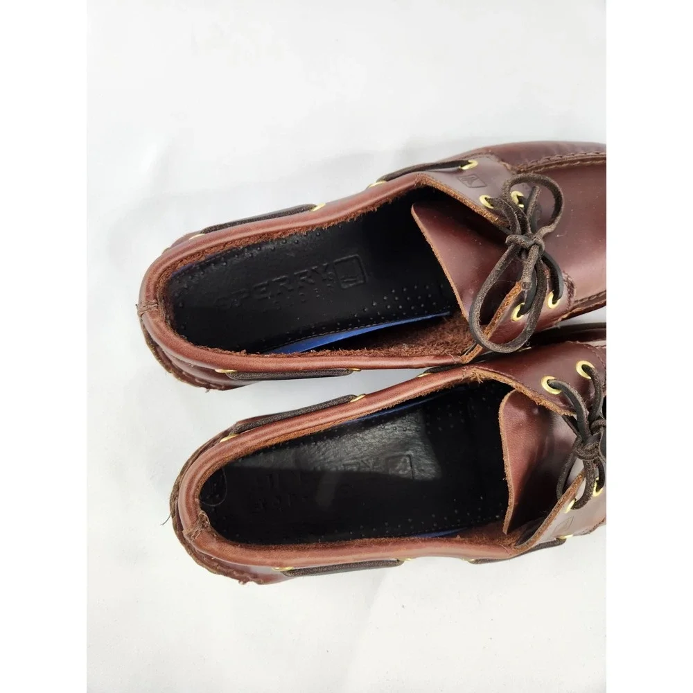 Sperry 2-EYE LEATHER Boat Shoe Deck Water Leather Amaretto Slip On Men's Size 13